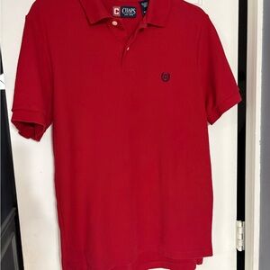 Chaps Men's Polo in Red with Navy Crest embroidered Logo Cotton Size Small